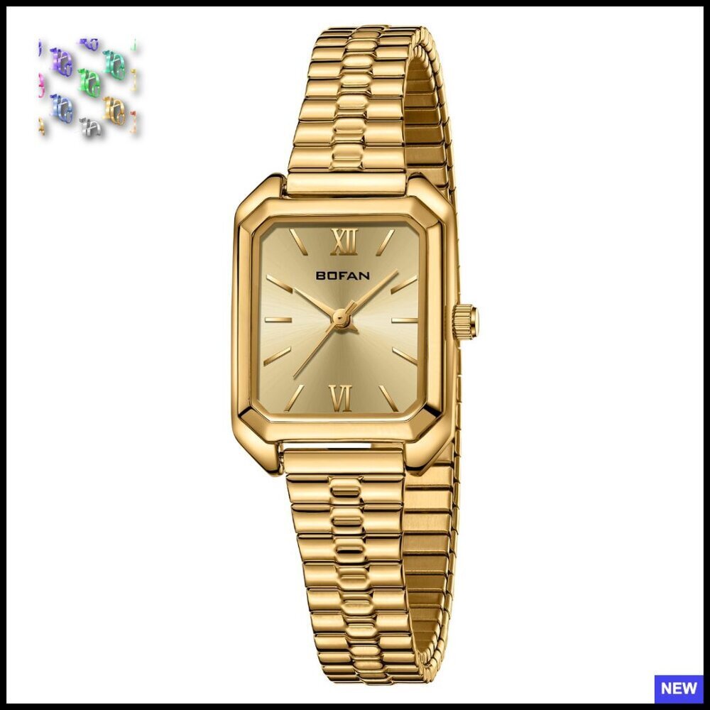Square Gold Watch Elegant Minimal Chic Retro Vintage Quartz Wrist Watch